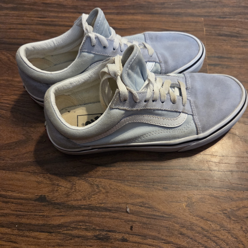 Vans Light Blue And White Lace Up Suede Toe Sneakers - Picture 4 of 6